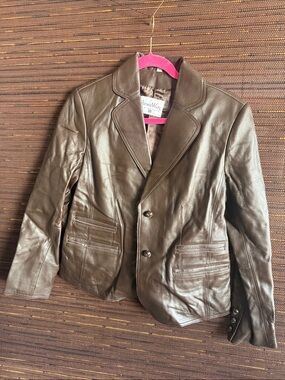 Pamela McCoy Brown Leather Blazer Jacket